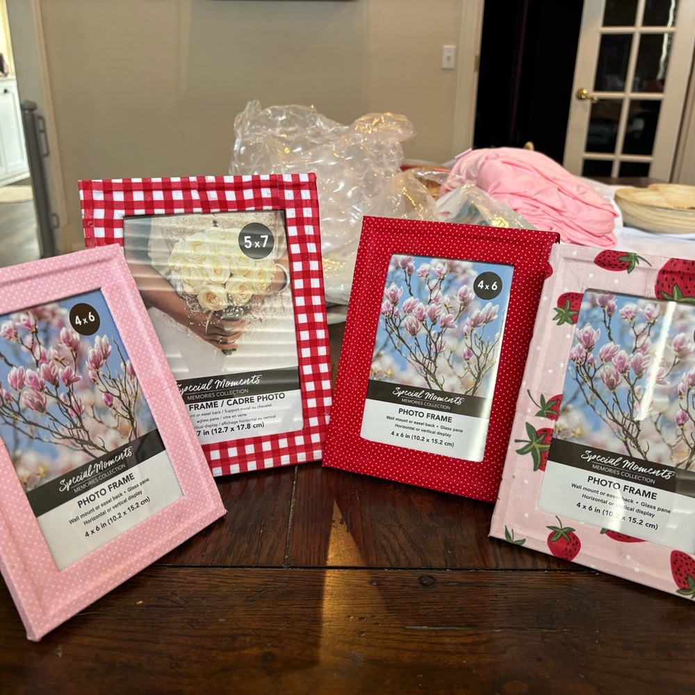 Special Moments Pink, Red & Strawberry Pattern Photo Frame Set